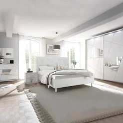 Letto 160x195cm matrimoniale imbottito contenitore bianco laccato opaco Olimpo