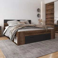 Letto 180x200cm matrimoniale oversize contenitore rovere nero opaco Lisbona Gihome®