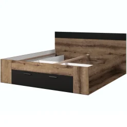 Letto 180x200cm matrimoniale oversize contenitore rovere nero opaco Lisbona Gihome®