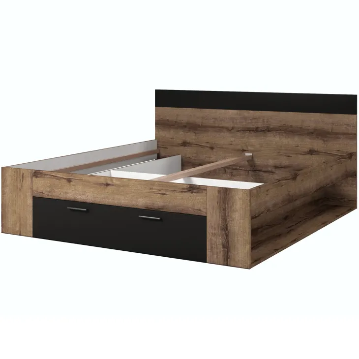 Letto 180x200cm matrimoniale oversize contenitore rovere nero opaco Lisbona Gihome®