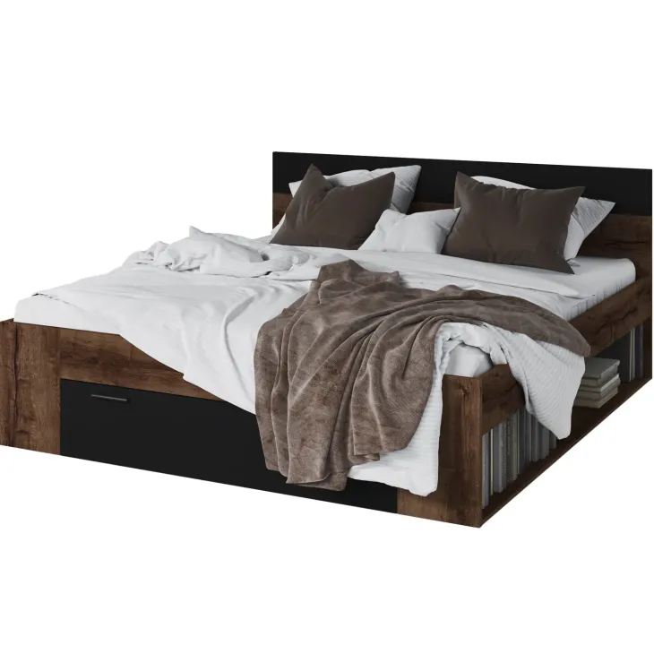 Letto 180x200cm matrimoniale oversize contenitore rovere nero opaco Lisbona Gihome®