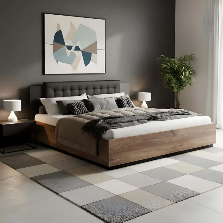 Letto 180x200cm matrimoniale oversize noce nero Vulcano