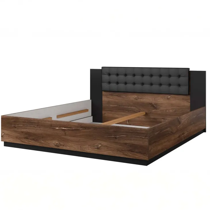 Letto 180x200cm matrimoniale oversize noce nero Vulcano