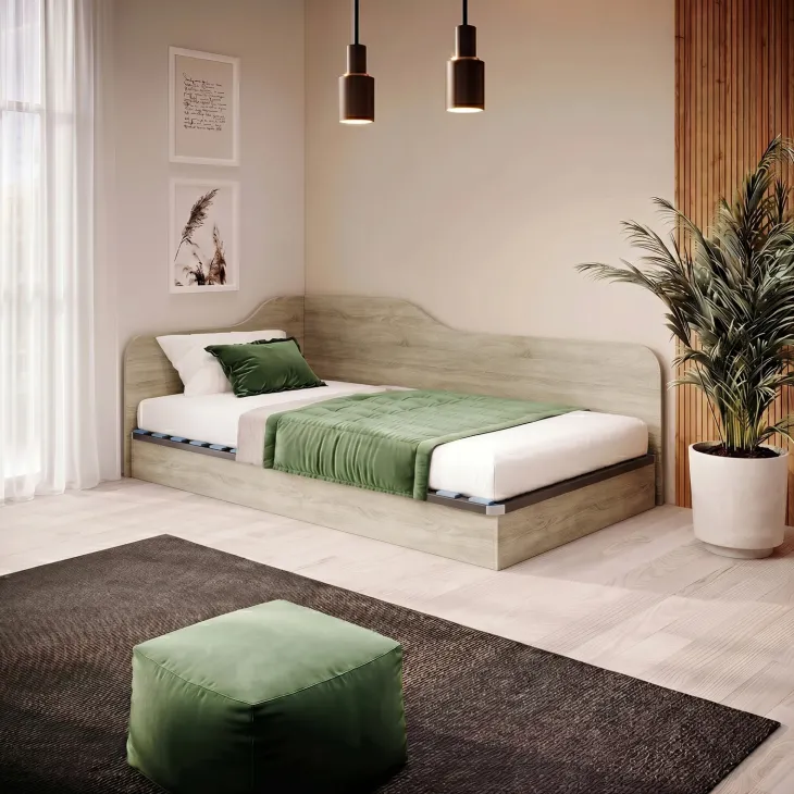 Letto 120x190cm una piazza e mezza contenitore rovere Alex Gihome®