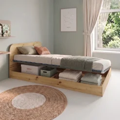 Letto 120x190cm una piazza e mezza contenitore rovere rustico Carducci