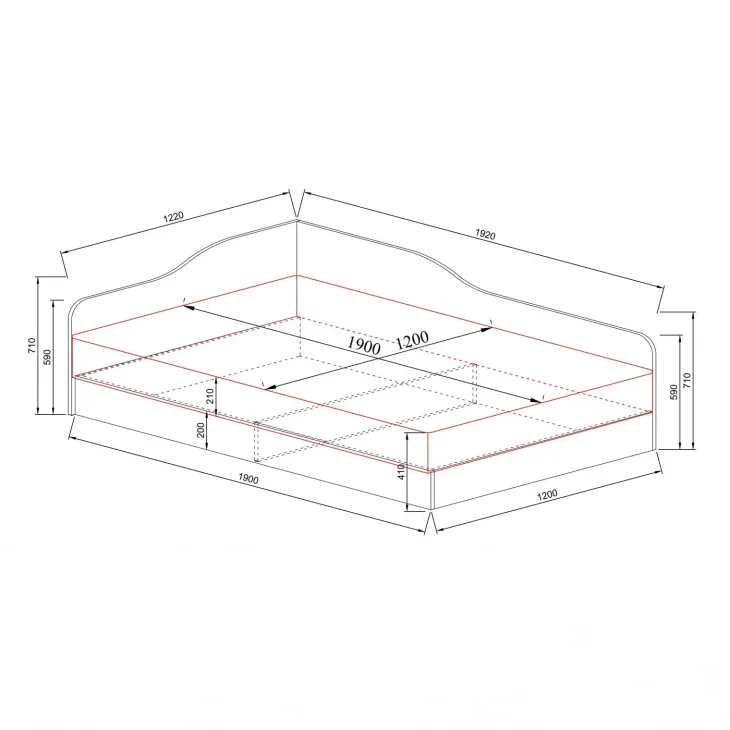 Letto 120x190cm una piazza e mezza contenitore stile rovere rustico Alex Gihome®