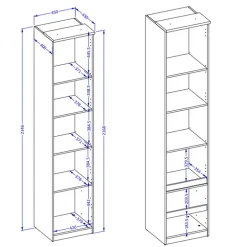 Libreria a colonna 45x215h cm con 5 vani rovere Elvira