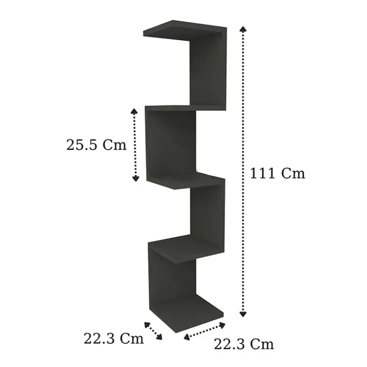Libreria angolare mensola da parete 22x111h cm con 5 ripiani antracite Reale