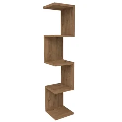 Libreria angolare mensola da parete 22x111h cm con ripiani rovere rustico Reale