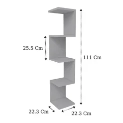 Libreria angolare mensola da parete 22x111h cm con ripiani bianco Reale
