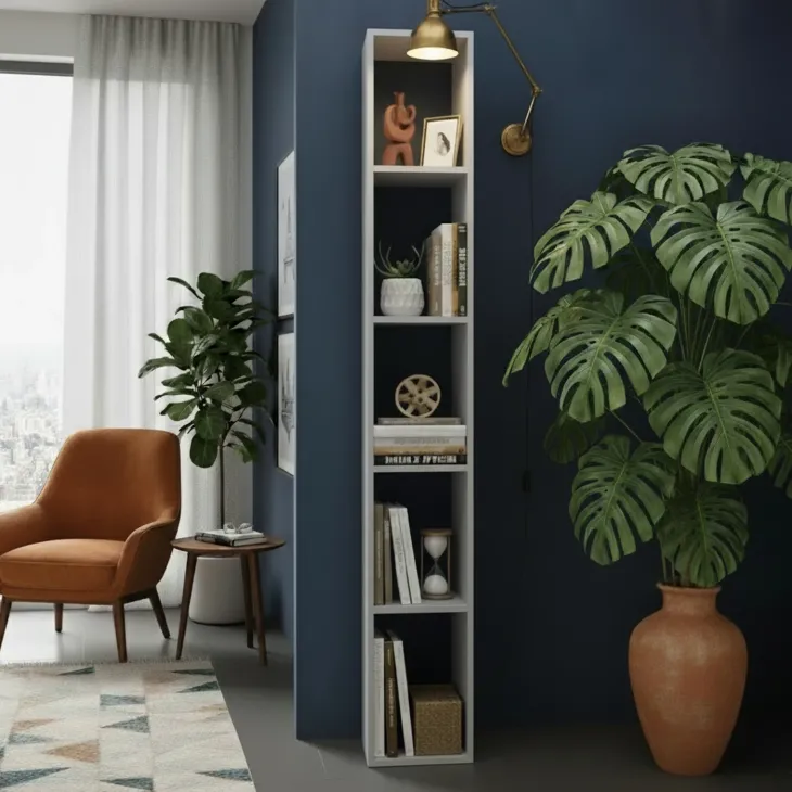 Libreria colonna 28x186h cm con 4 ripiani grigio chiaro Sunset