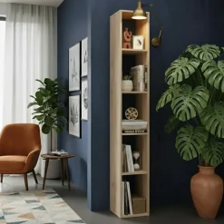 Libreria colonna 28x186h cm con 4 ripiani rovere chiaro Sunset