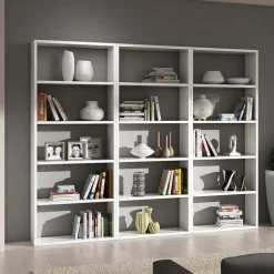 Libreria componibile 267x218h cm moderna bianco frassinato Kubic 03
