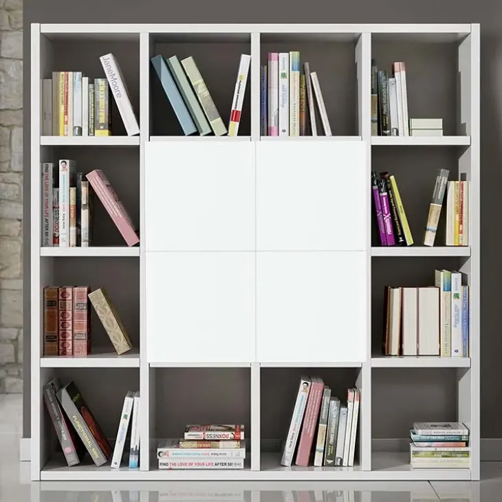Libreria componibile 175x175h cm moderna bianco frassinato Kubic 13