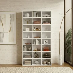 Libreria da parete 102x178h cm moderna soggiorno bianco Macondo