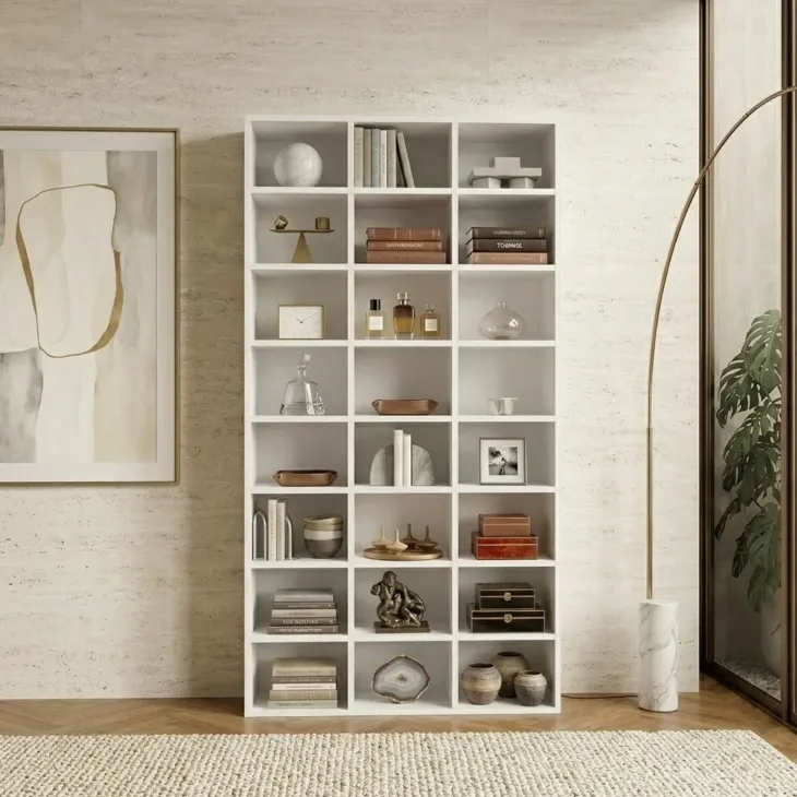 Libreria da parete 102x178h cm moderna soggiorno bianco Macondo