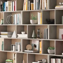Libreria da parete 320x192h cm moderna cemento Amira