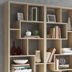 Libreria da parete 274x161h cm moderna soggiorno rovere Eliza