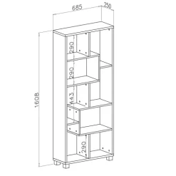 Libreria da parete 274x161h cm moderna soggiorno rovere Eliza