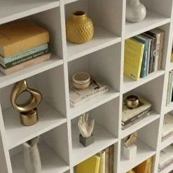 Libreria da parete 305x178h cm moderna soggiorno bianco Macondo 3