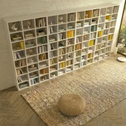 Libreria da parete 407x178h cm moderna soggiorno bianco Macondo 4