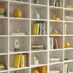 Libreria da parete 407x178h cm moderna soggiorno bianco Macondo 4