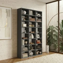Libreria da parete 102x178h cm moderna soggiorno antracite Macondo