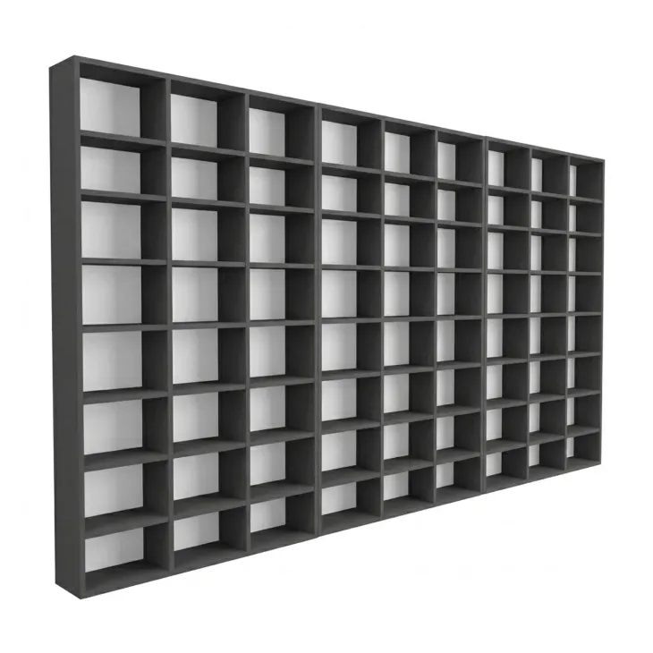Libreria da parete 305x178h cm moderna soggiorno antracite Macondo 3