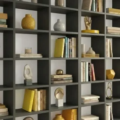 Libreria da parete 407x178h cm moderna soggiorno antracite Macondo 4