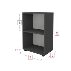 Libreria da parete 49x74h cm 2 ripiani ufficio multiuso antracite Arkiva