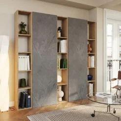 Libreria mobile multiuso scarpiera dispensa 195x186h rovere chiaro antracite Sunset 1003