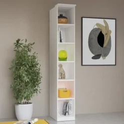 Libreria moderna design 5 ripiani 35x217cm bianco opaco Naper