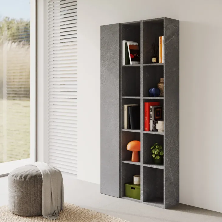 Libreria moderna 84x186h cm 1 anta antracite Sunset 1004