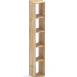 Libreria moderna 84x186h cm 2 ante bianco lucido rovere chiaro Sunset 1005