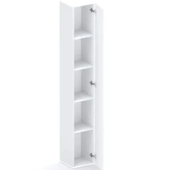 Libreria moderna 84x186h cm 2 ante bianco lucido rovere chiaro Sunset 1005