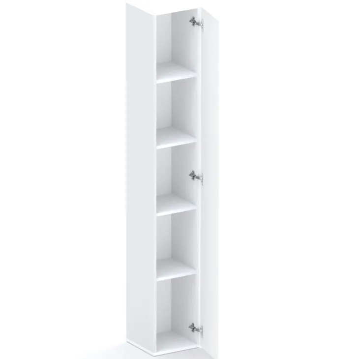 Libreria moderna 84x186h cm 2 ante bianco lucido rovere chiaro Sunset 1005