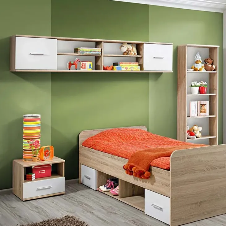 Libreria sospesa 204x39h cm moderna quercia sonoma bianco opaco Ciak