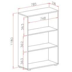 Libreria ufficio moderna 79x118h cm cemento Woody