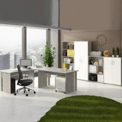 Libreria ufficio moderna 79x188h cm cemento Woody