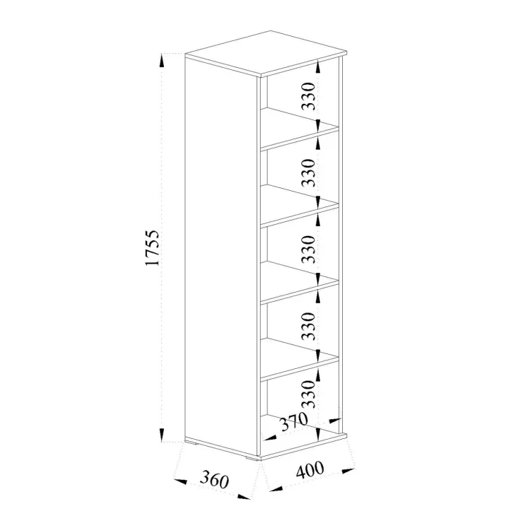 Libreria 40x176h cm a colonna con ripiani rovere Time I