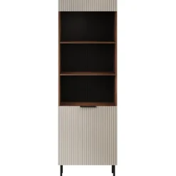 Libreria 60x185h cm 1 anta 3 vani a giorno beige cashmere noce Serenia