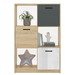 Libreria 80x120h cm 3 ante cameretta rovere antracite bianco Chiaretto