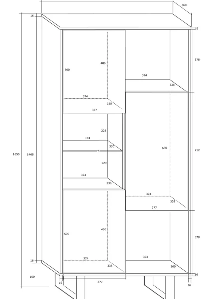 Libreria 80x165h cm 3 ante design moderna bianco opaco e lucido Star