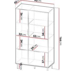 Libreria 90x166h cm 3 ante 3 vani a giorno beige cashmere noce Serenia