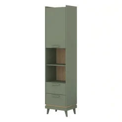 Libreria 50x215h cm 2 cassetti 2 vani a giorno verde salvia Yu