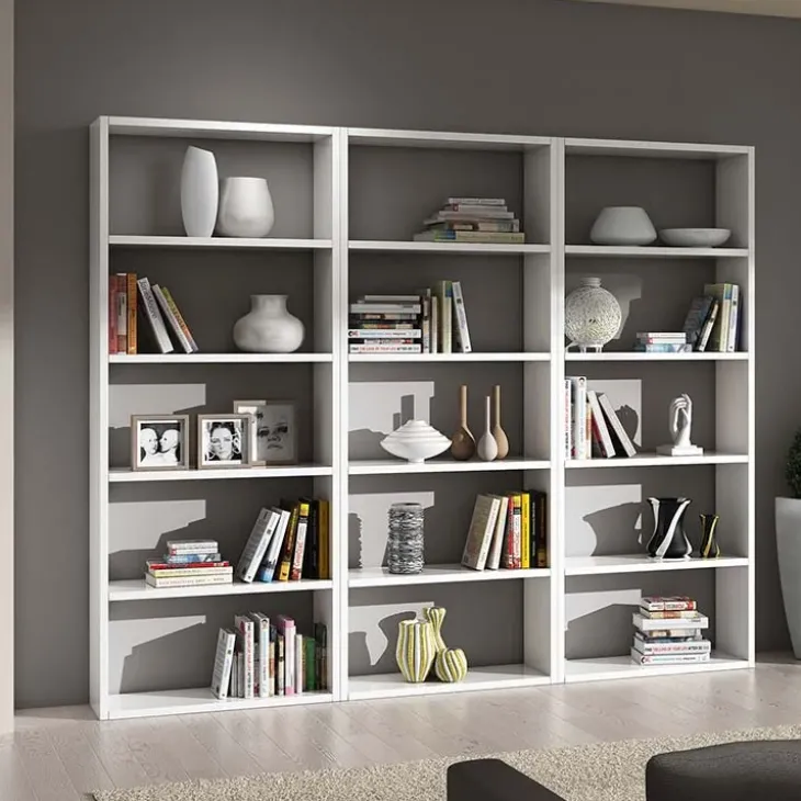 Libreria 89x218h cm componibile moderna bianco frassinato Kubic 14