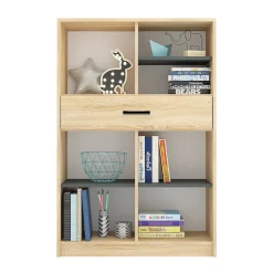 Libreria 80x120h cm con cassetto cameretta rovere antracite Chiaretto