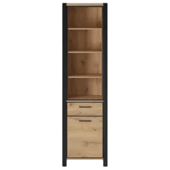 Libreria 55x200h cm design industrial quercia nero opaco Neive