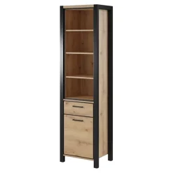 Libreria 55x200h cm design industrial quercia nero opaco Neive