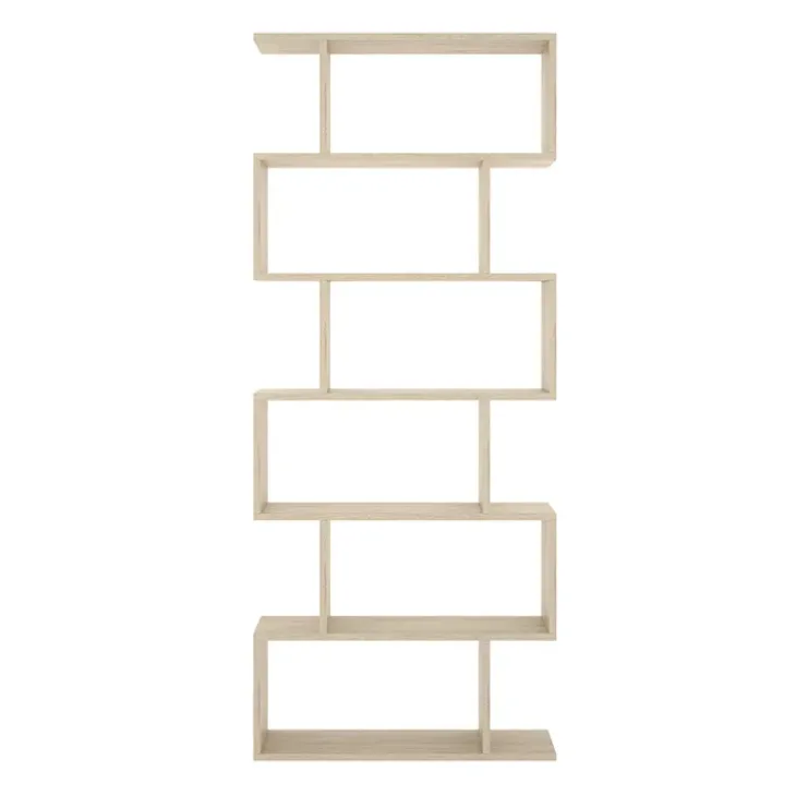 Libreria 80x192h cm design moderno rovere chiaro Zaira